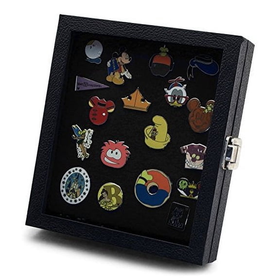 Pin Collector's Compact Display Case by Hobbymaster -- for Disney, Hard Rock, Olympic, Political Campaign & other collectible pins, holds 20-50 pins (Black)