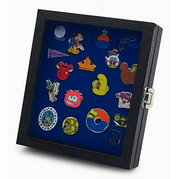 Pin Collector's Compact Display Case by Hobbymaster -- for Disney, Hard Rock, Olympic, Political Campaign & other collectible pins, holds 20-50 pins (Blue)
