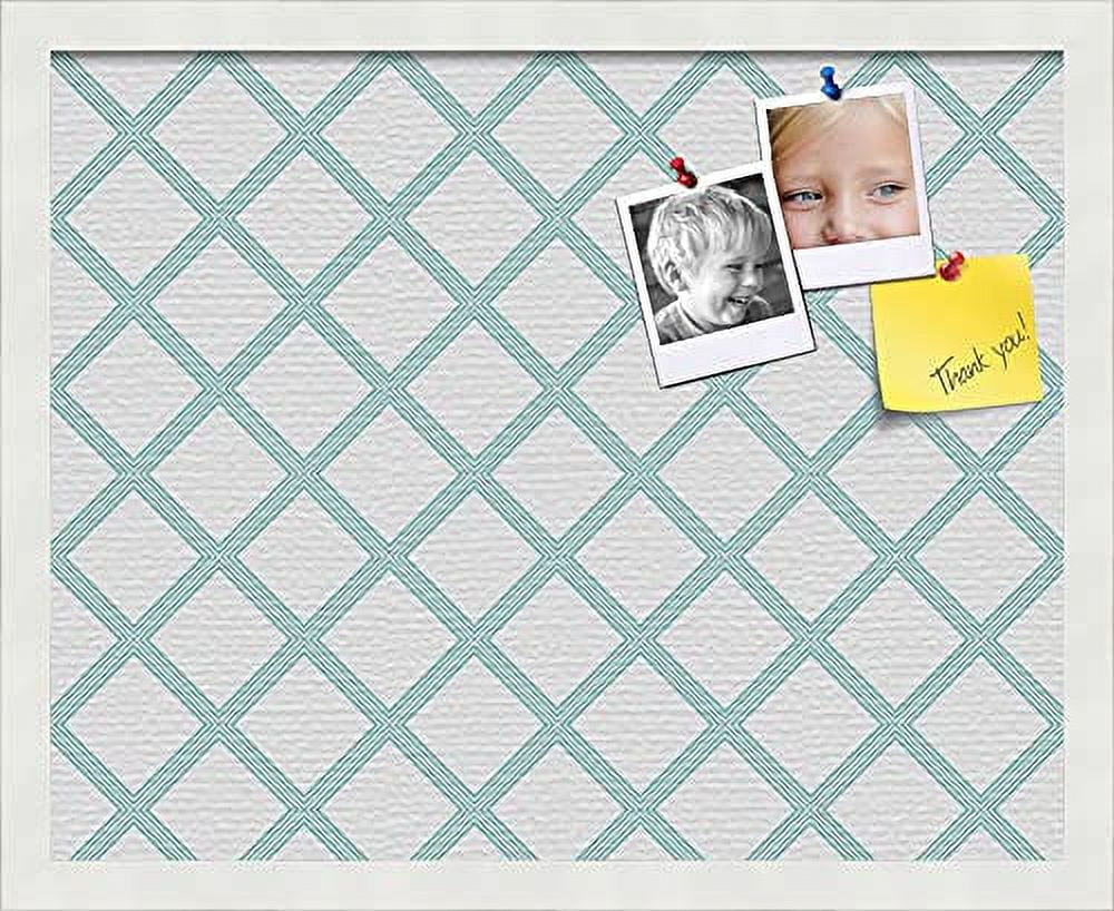 Pin Cork Bulletin Board Made From Canvas, Modern Pattern Aqua 20X16