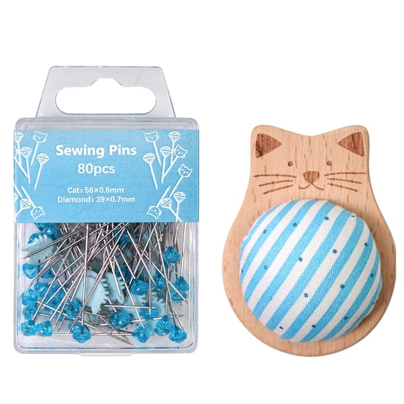 Pin Cushion with 80 Sewing Pin for Sewing Dressmaking Needlework Pin Holder and Long Straight Quilting Pin Set