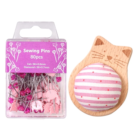 Pin Cushion with 80 Sewing Pin for Sewing Dressmaking Needlework Pin Holder and Long Straight Quilting Pin Set