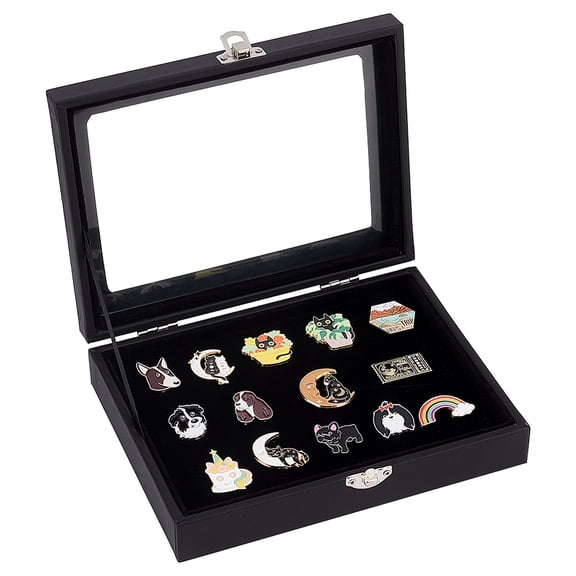 Pin Display Case 8x6 Inch Badge Display Cases Badge Storage Showcase Brooch Display Case with Clear Window Hard Rock Badges and Medal