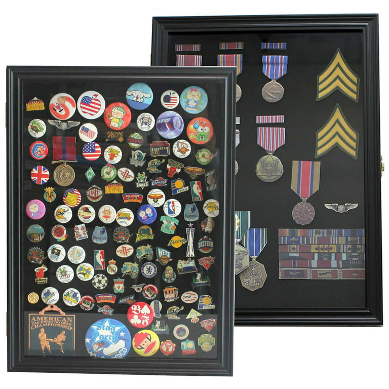 Pin Display Case - Pin Collection Display with real Glass Door for