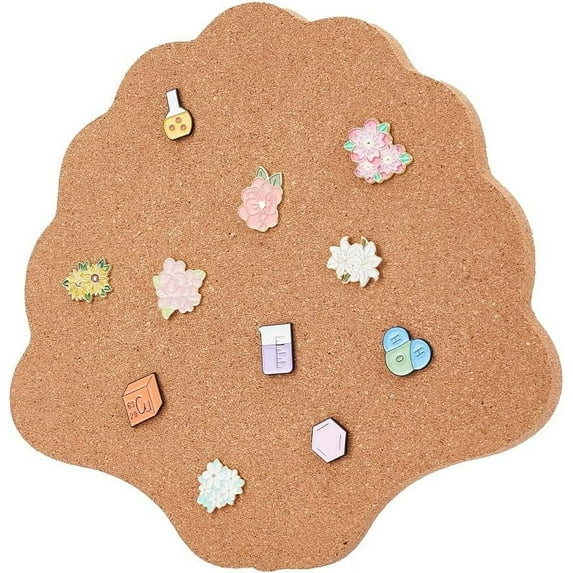 Pin Display Cork Board Shell Cork Brooch Board 0.5inch Thick Pin Board Wooden Bulletin Display Board Wall Mounted Cork Board for Brooch Pin Storage Office Home Decor 12x11Inch BurlyWood