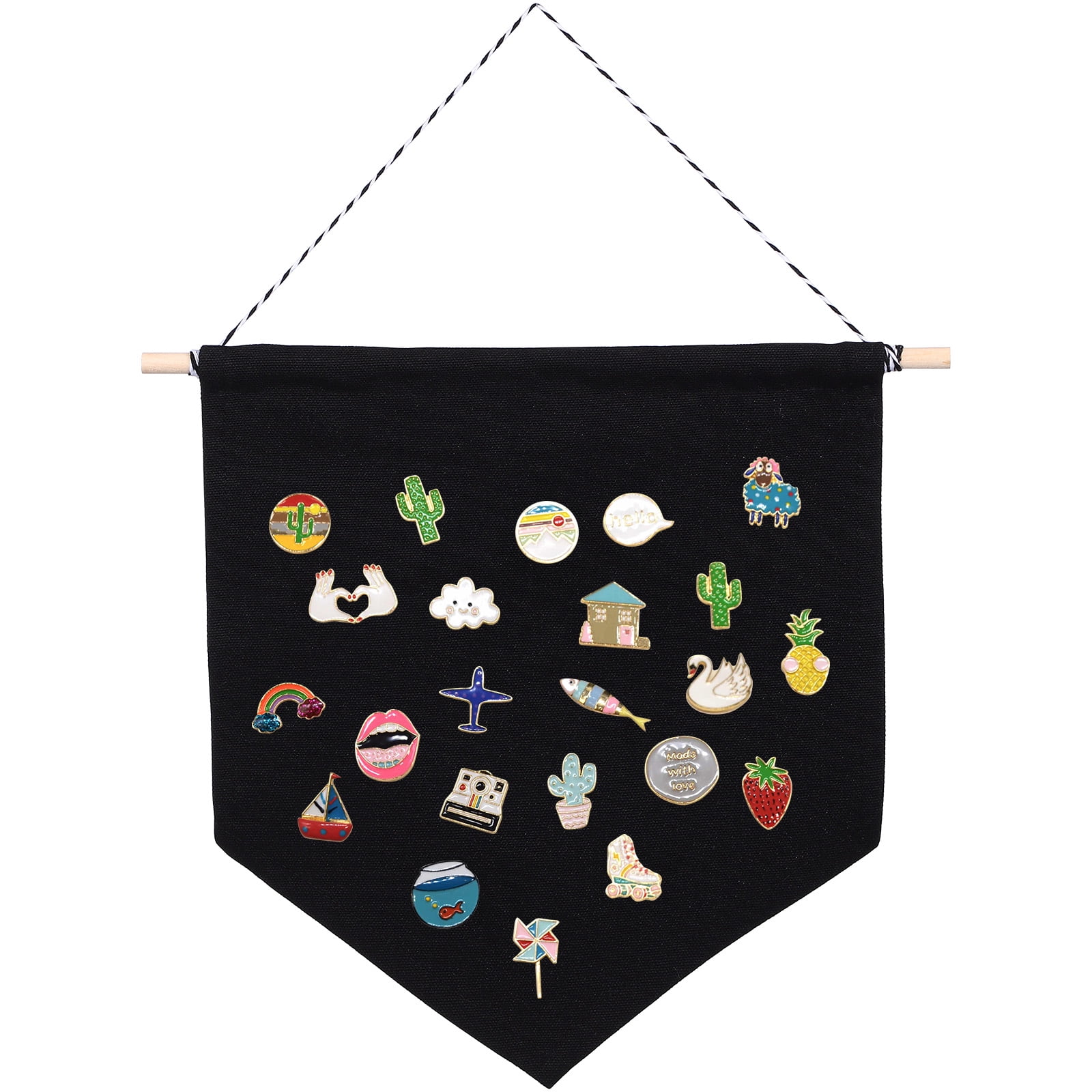 Black Cotton Canvas Wall Banner for Pin Display