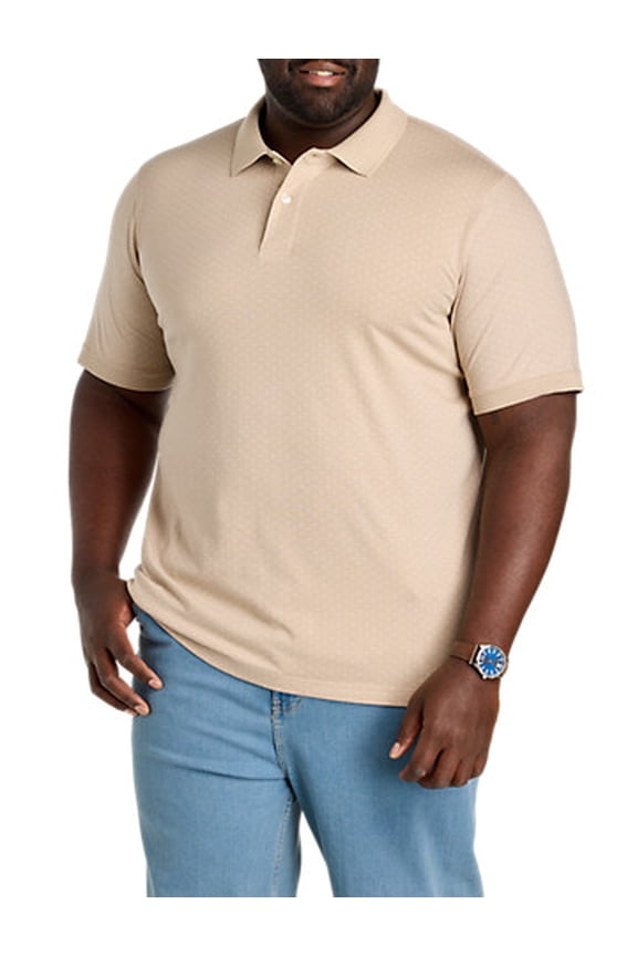 Pin Dot Printed Polo Shirt Oatmeal Print 2XLT