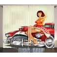 thumbnail image 1 of Ambesonne Pin up Girl Curtains 2 Panel Set, Classic Retro Car, 108" x 90", Multicolor, 1 of 3