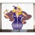thumbnail image 1 of Ambesonne Pin up Girl Curtains 2 Panel Set, 1930s Style Blondie, 108" x 108", Multicolor, 1 of 3
