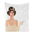 thumbnail image 1 of Pin up Girl Soft Flannel Fleece Throw Blanket, Charming Lady with Heavy Eye Make up on with Ruby Lipstick, Cozy Plush for Indoor and Outdoor Use, 50" x 70", Pale Peach Chocolate, by Ambesonne, 1 of 5