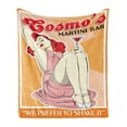 thumbnail image 1 of Pin up Girl Soft Flannel Fleece Throw Blanket, Martini Cocktail Holding Woman We Prefer to Shake It Message, Cozy Plush for Indoor and Outdoor Use, 50" x 70", Pale Orange Scarlet, by Ambesonne, 1 of 5