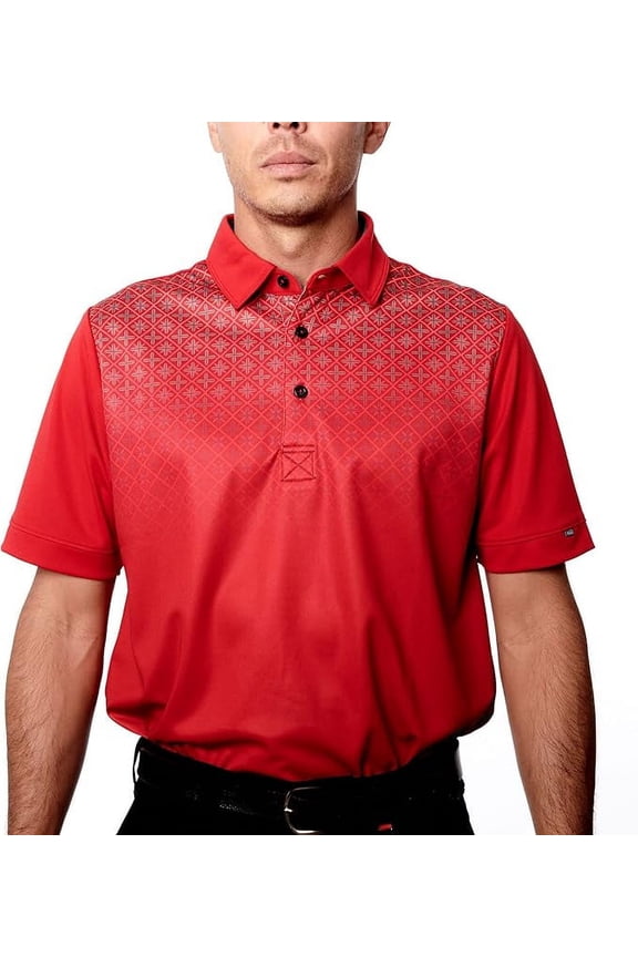 Pin High Men's Performance Dry Fit Golf Shirt, Quick-Dry Short Sleeve Polo, Moisture Wicking Poppy Red/White