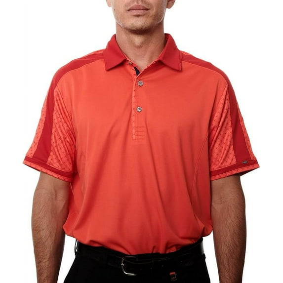 Pin High Men's Performance Dry Fit Golf Shirt, Quick-Dry Short Sleeve Polo, Moisture Wicking Poppy Red/White
