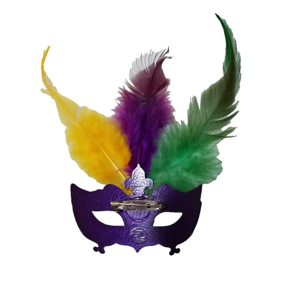 Pin Mardi Gras Feather Mask Purple Green Yellow Party Favor