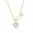 thumbnail image 1 of Pin Necklace with Heart Charm Crystal Pendant Paperclip Necklace Gift Fo AU., 1 of 1