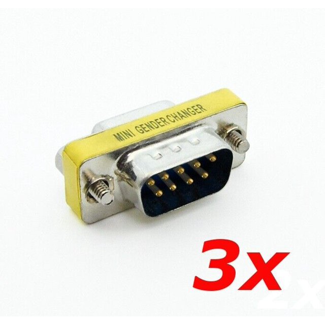 Pin Rs232 Serial Male To Female Port Saver Coupler Adapter 3 Pack Db9 D Sub 9