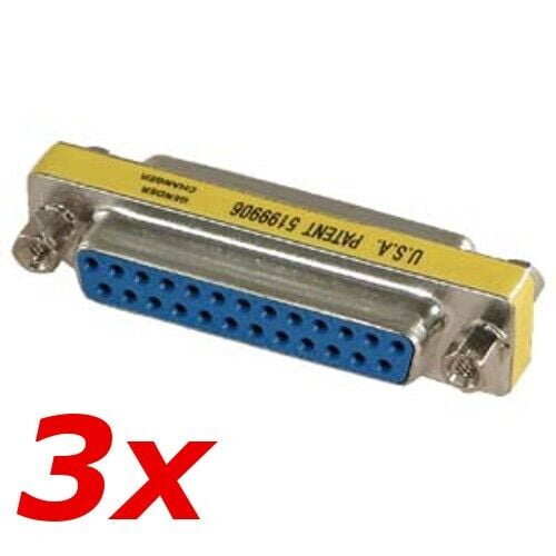 Pin Serial DSUB Female to Female Gender Changer Coupler Adapter 3 Pack DB25 25