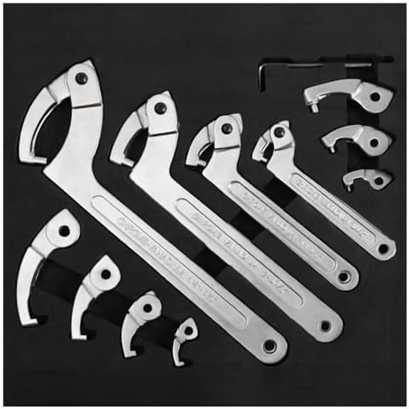 Pin Spanner Wrench Set, Adjustable Spanner Wrench with Changeable Heads, 12pcs C Spanner Nut Wrench Tools for Coilover, Suspension System, Bearings, 3/4" to 6-7/10"$$Tools & Hardware Other