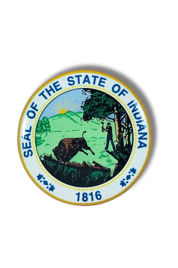 Pin - State Seal Indiana - USA | Lapel Pin Accessory, Jacket Hat Decor, Collector Souvenir