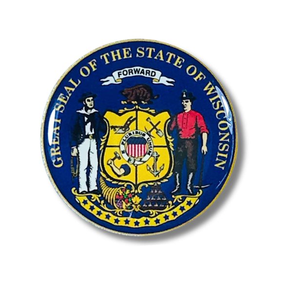 Pin - State Seal Wisconsin - USA | Lapel Pin Accessory, Jacket Hat Decor, Collector Souvenir