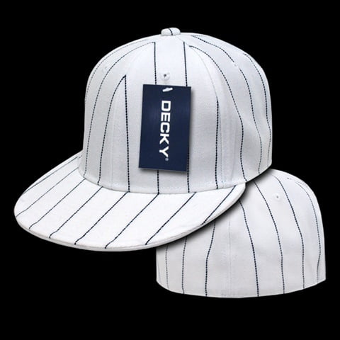 Pin Striped Fitted Caps, Wht, 7 3/8