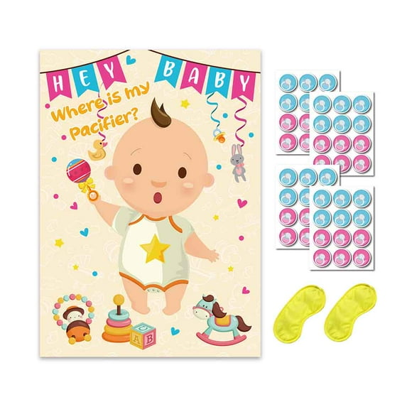 Pin The Pacifier on -gender reveal Baby Game- Baby Shower Party Favors-birthday Prop poster
