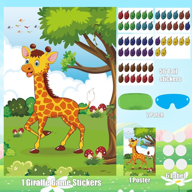 Pin The Tail On The Giraffe Game Birthday Party Games For Kids 4-8 ...
