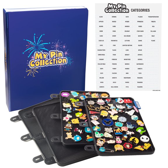 Pin Trading Display Binder 3-Ring Album with 4 Pages for Enamel Pins