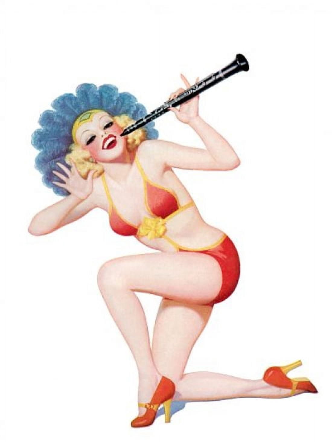 Pin Up Art Blonde With A Picolo Canvas Art - (18 x 24)