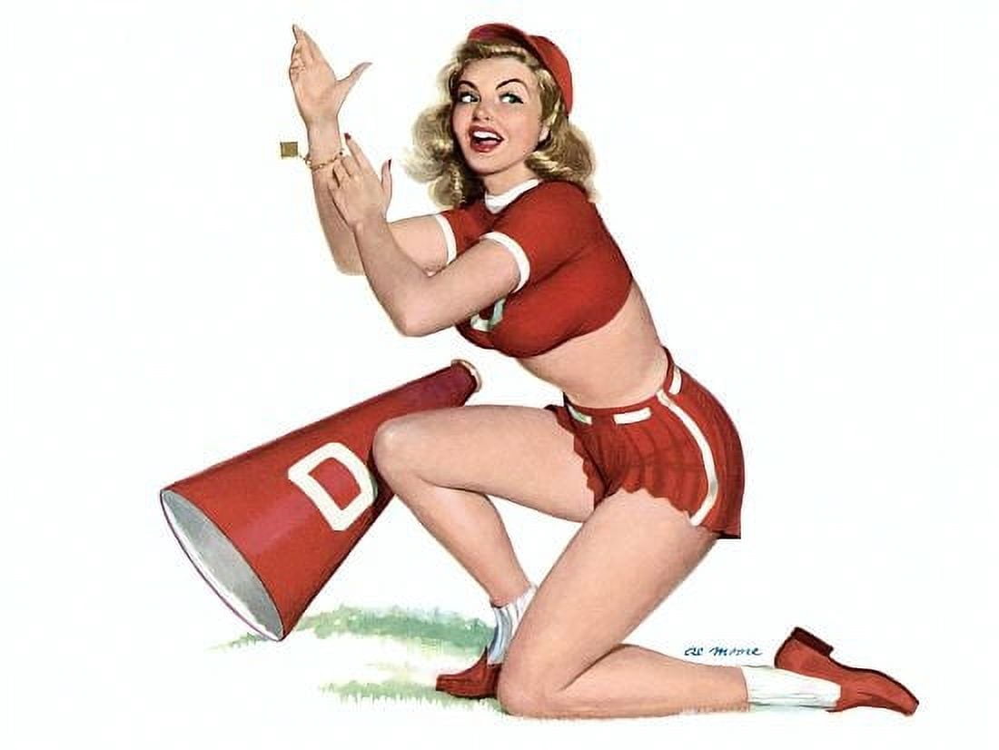 Pin Up Art Blonde With Cheerleader Outfit Canvas Art - (24 x 36)