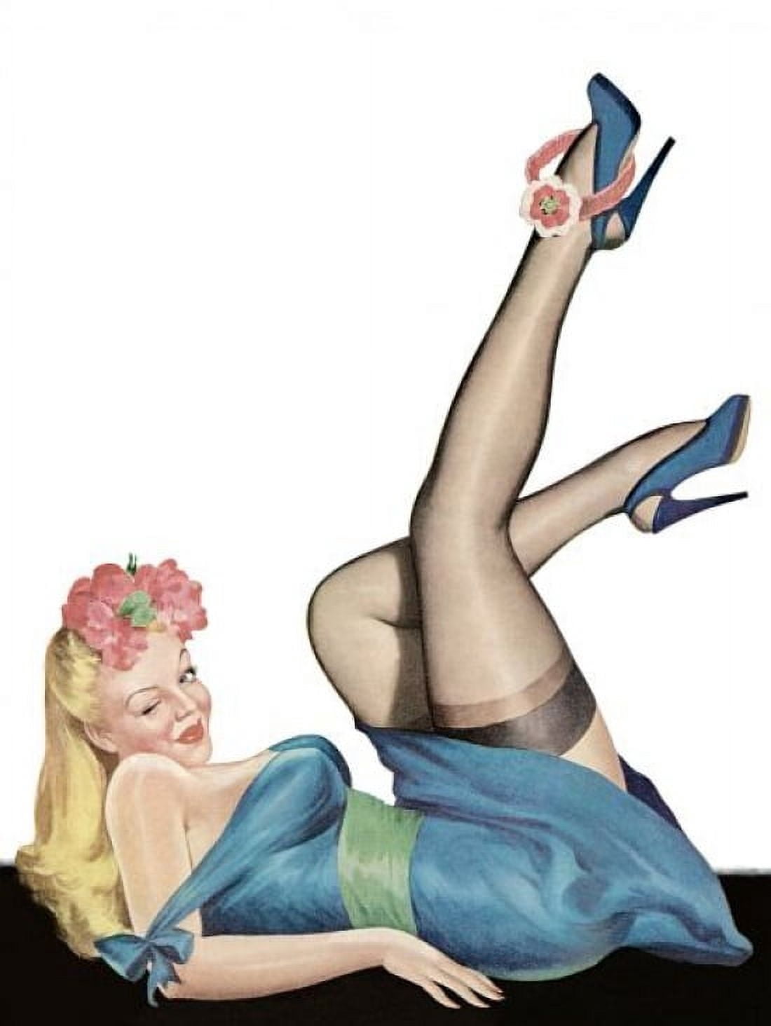 Pin Up Art Blonde With Legs Up In The Air Canvas Art - (18 x 24)