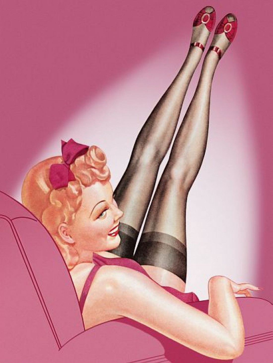 Pin Up Art Blonde With Legs Up In The Air Canvas Art - (36 x 54)