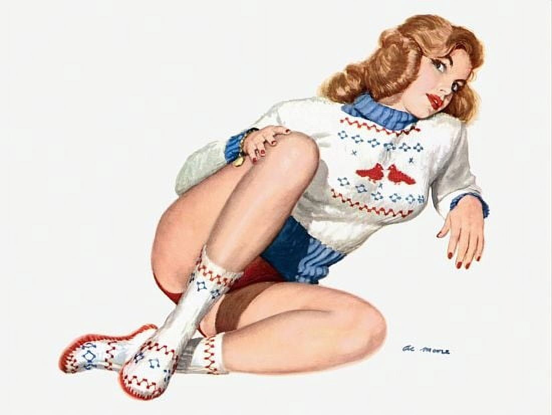 Pin Up Art Blonde With Winter Sweater And Canvas Art -  (24 x 36)