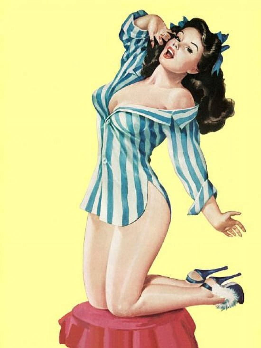Pin Up Art Brunette Pinup Canvas Art - (18 x 24)