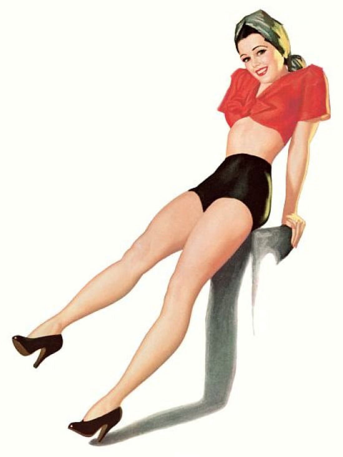 Pin Up Art Pinup Showing Her Legs Canvas Art - (36 x 54)