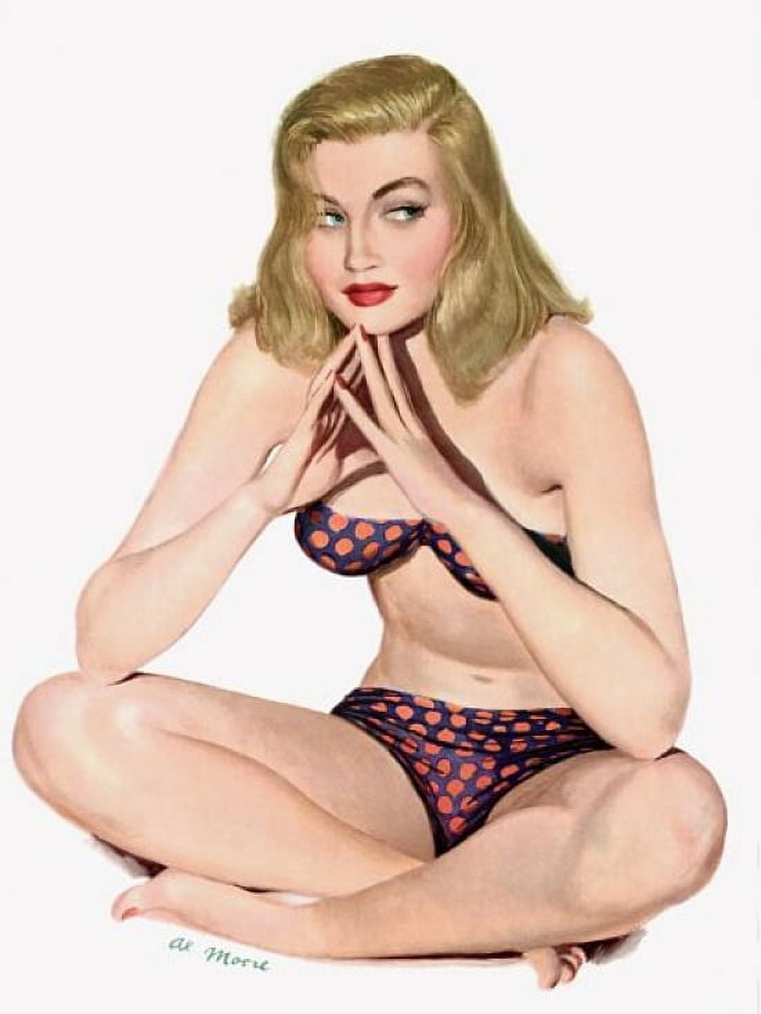 Pin Up Blonde In Polka Dot Bikini Canvas Art - (18 x 24)