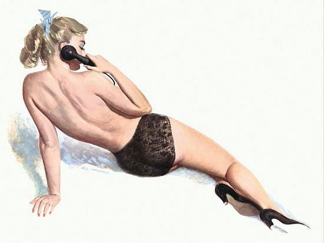 Pin Up Blonde On The Telephone Canvas Art - (24 x 36)