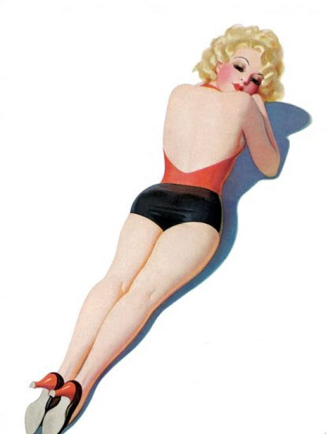 Pin Up Blonde With Short Hot Pants Canvas Art - (18 x 24)
