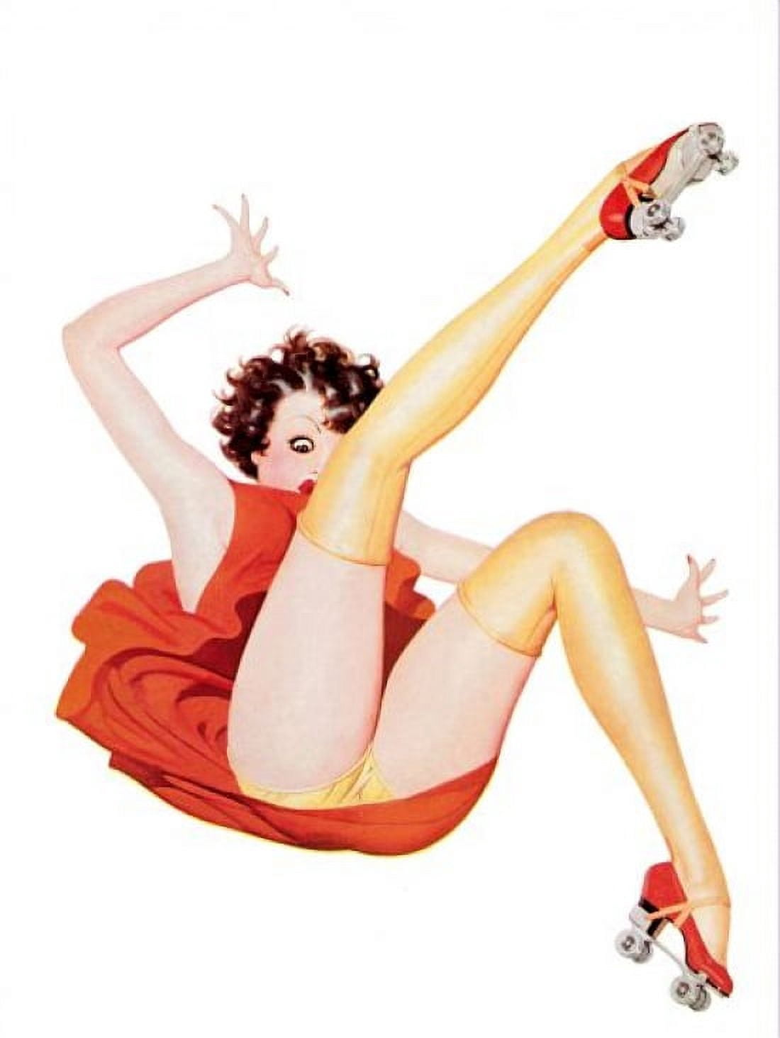 Pin Up Brunette Falling Down With Canvas Art - (36 x 54)