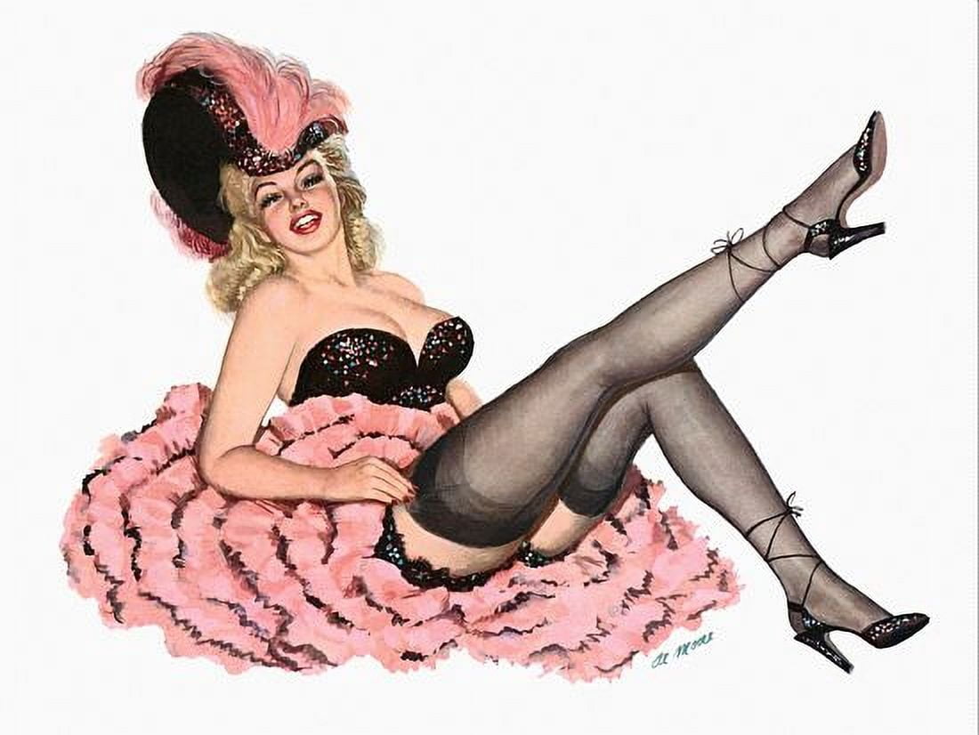 Pin Up Girl Blonde With A Can Can Outfit Canvas Art -  (36 x 54)