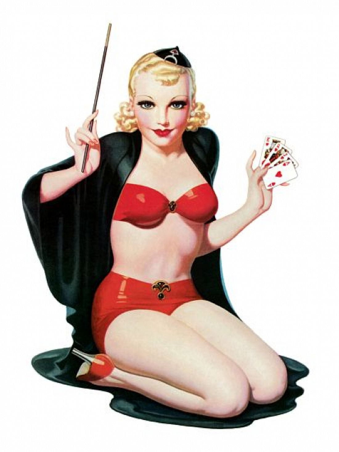 Pin Up Girl Blonde With A Magic Wand And Canvas Art -  (24 x 36)