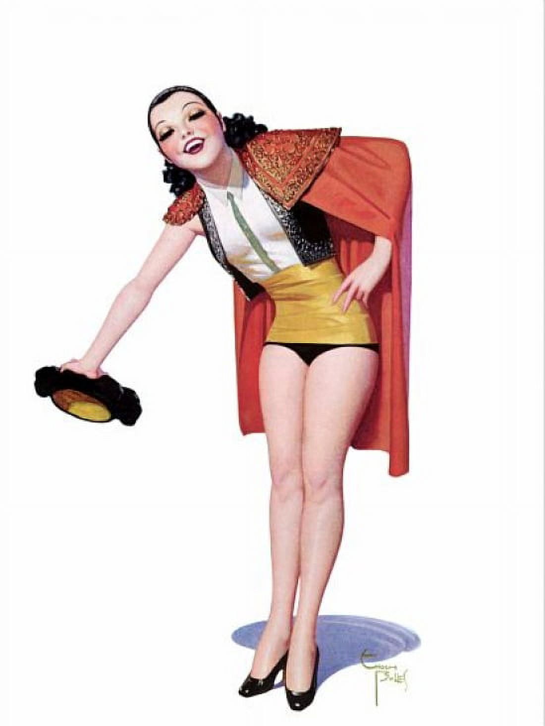 Pin Up Girl Brunette Toreador Pinup Canvas Art - (36 x 54)