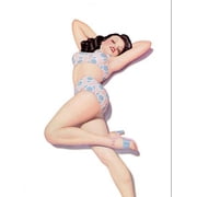 Pin Up Girl Brunette With Polka Dot Bikini Canvas Art - 24 x 36