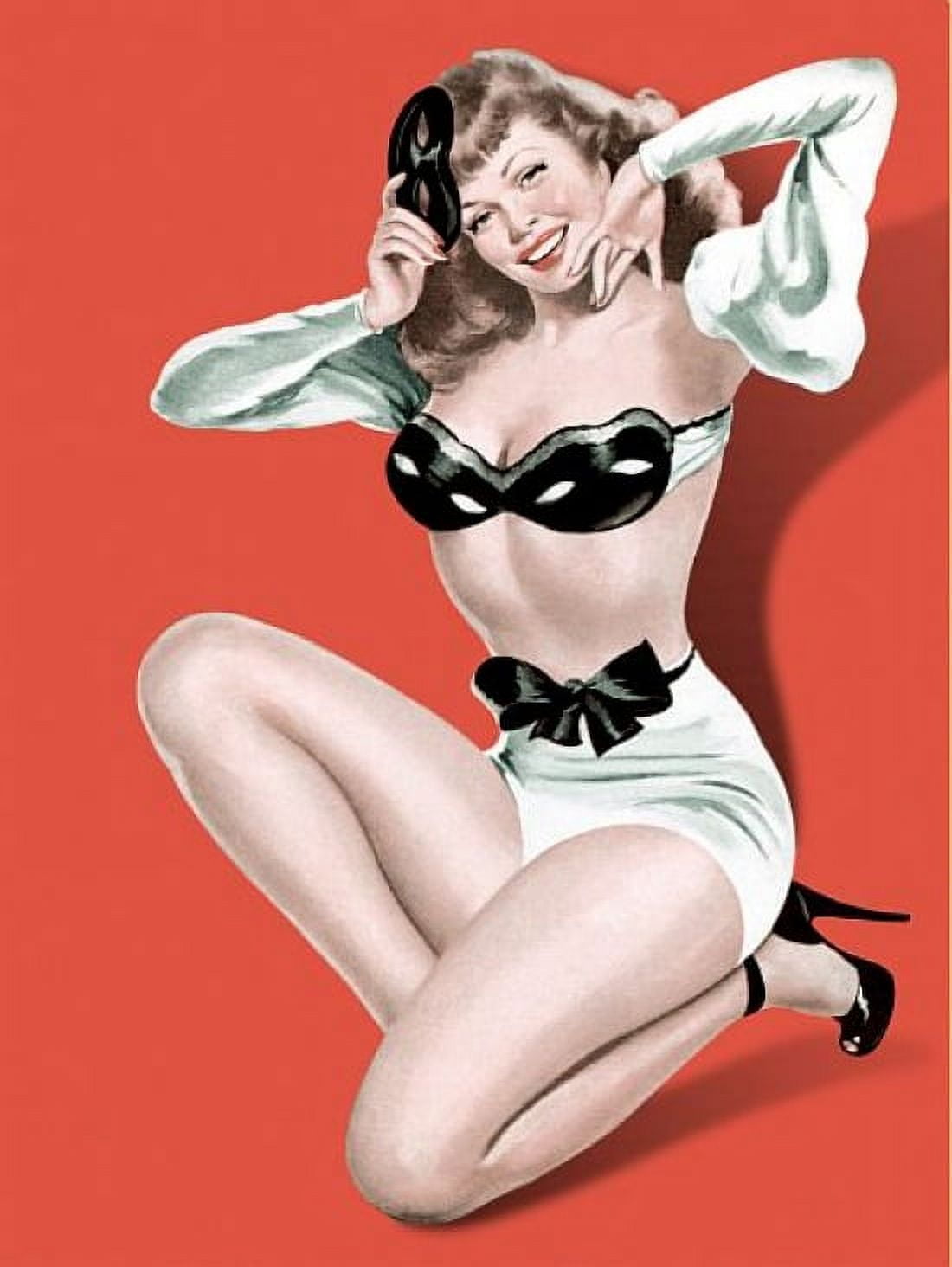 Pin Up Girl Going To A Masquerade Pinup Canvas Art - (36 x 54)