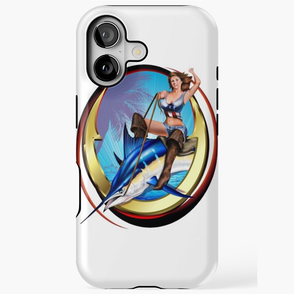 Pin Up Girl Hooked Funny Angler Humor Quote iPhone Tough Case for 17/15/14/13/12/11 Pro Max
