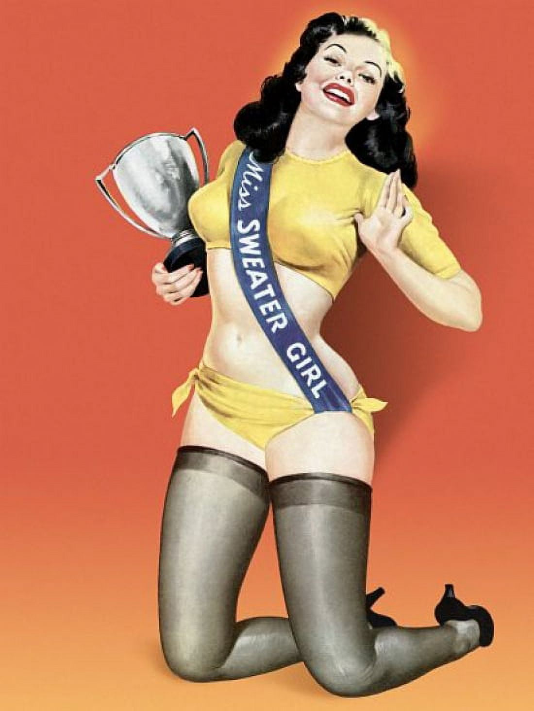 Pin Up Girl Miss Sweater Girl Pinup With Canvas Art - (24 x 36)