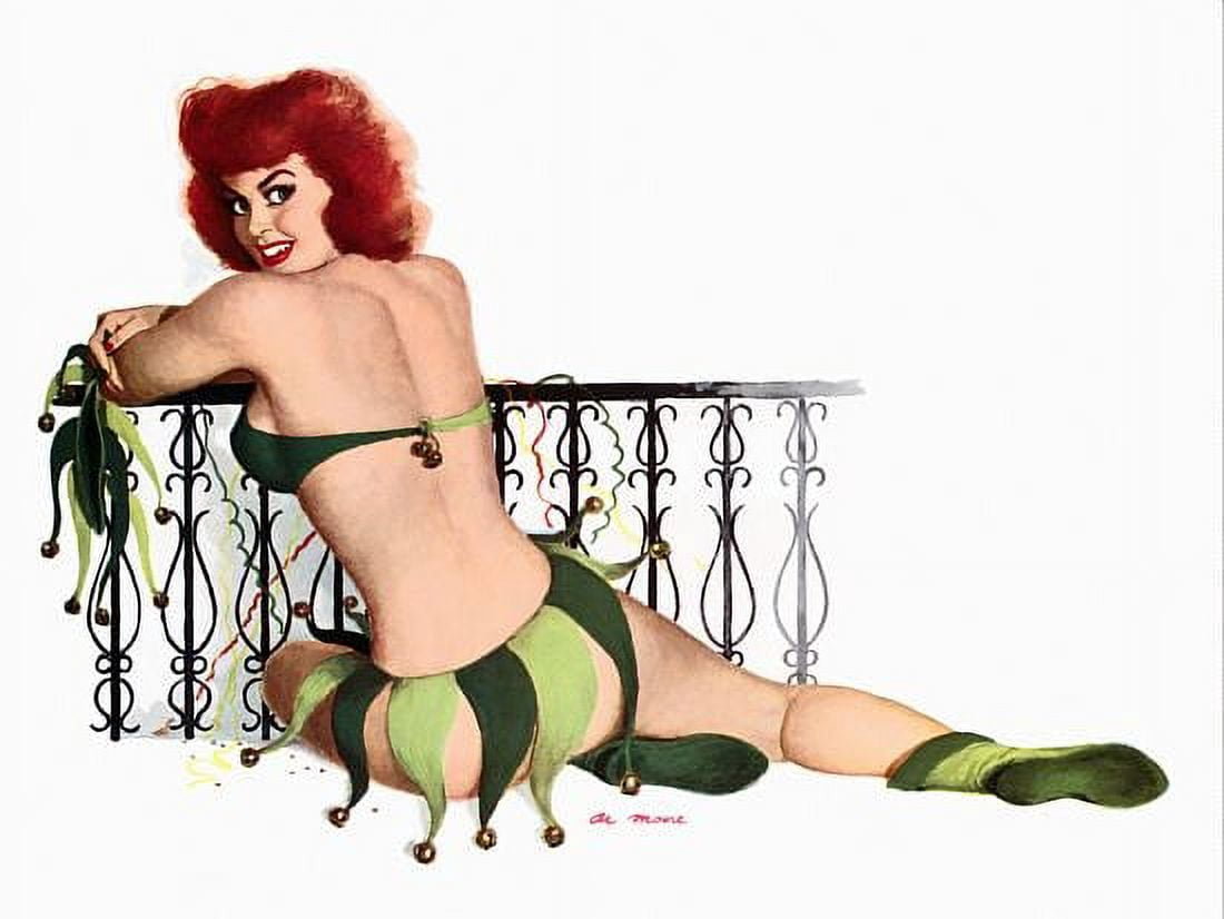 Pin Up Girl Redhead In Jester Costume Canvas Art - (24 x 36)