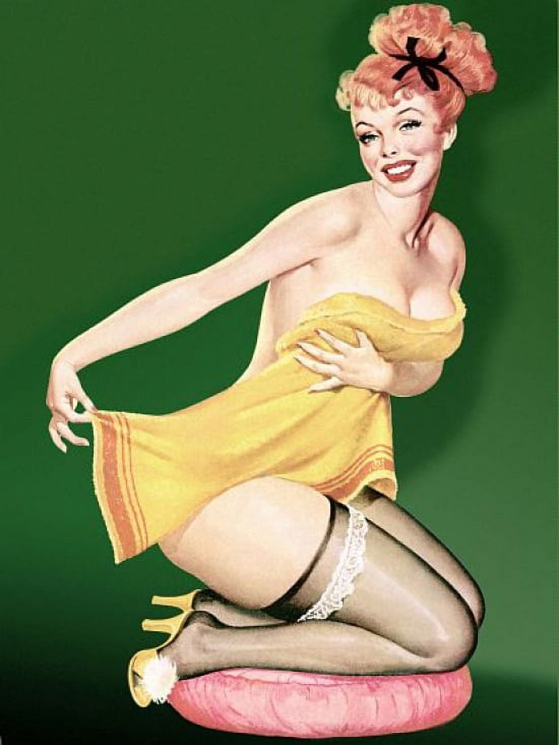 Pin Up Girl Redhead Pinup In Towel Canvas Art - (36 x 54)
