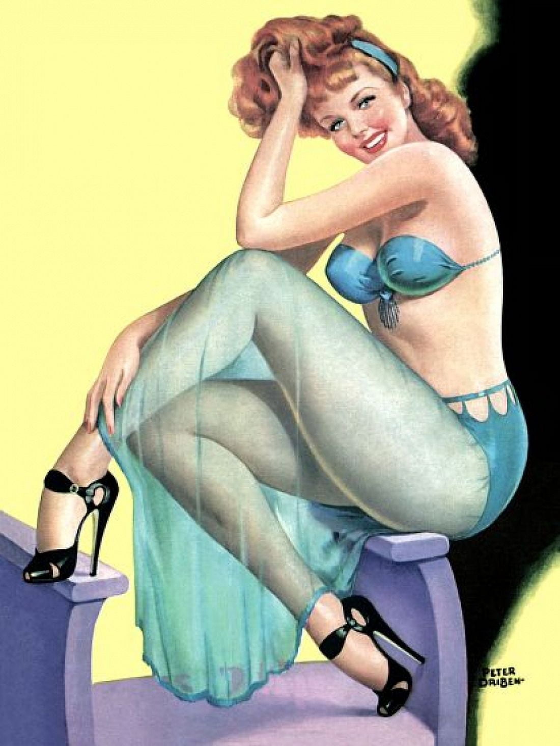 Pin Up Girl Redhead With Harem Style Canvas Art - (24 x 36)