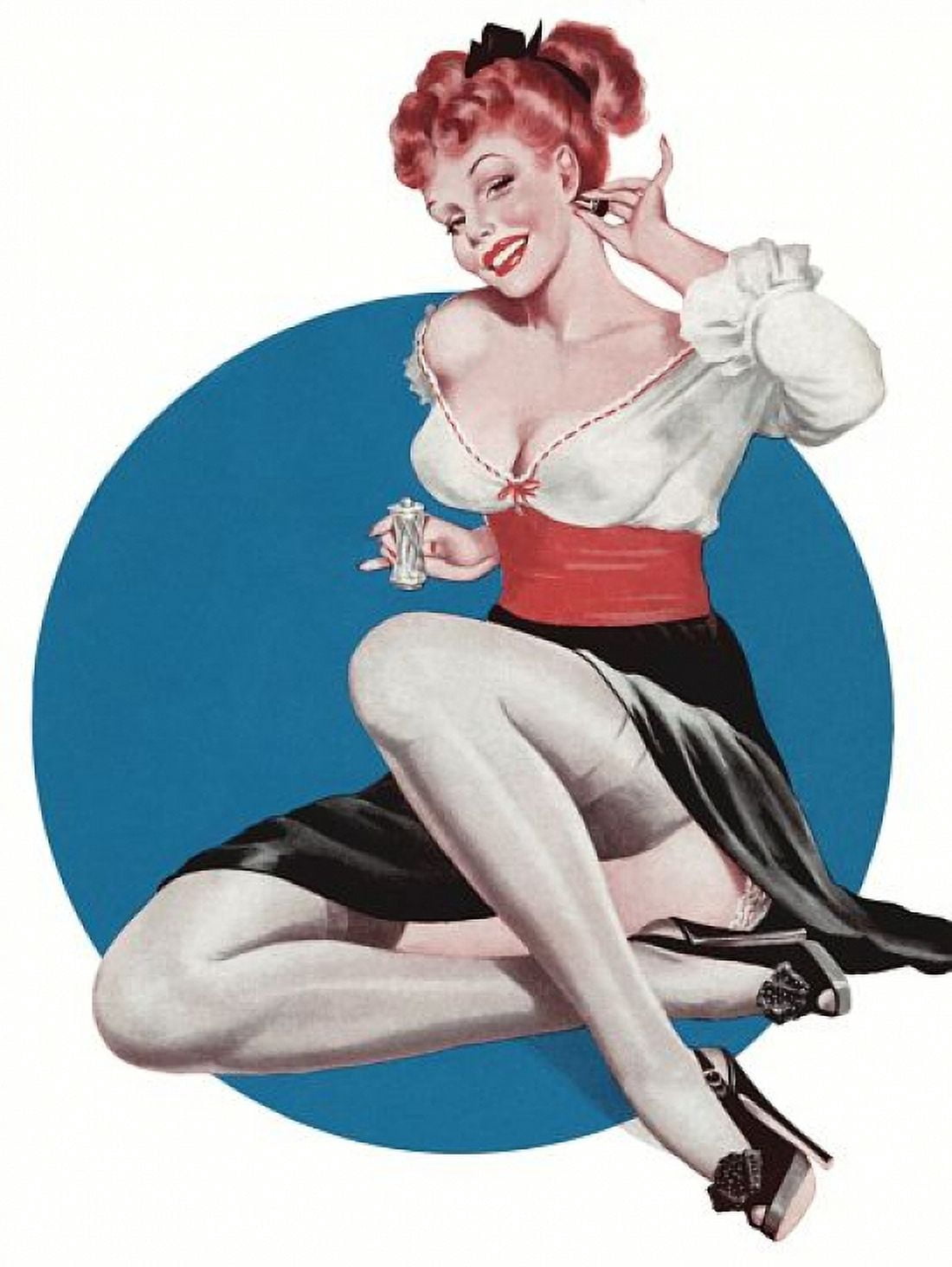 Pin Up Girl Redhead With Perfume Canvas Art - (24 x 36)