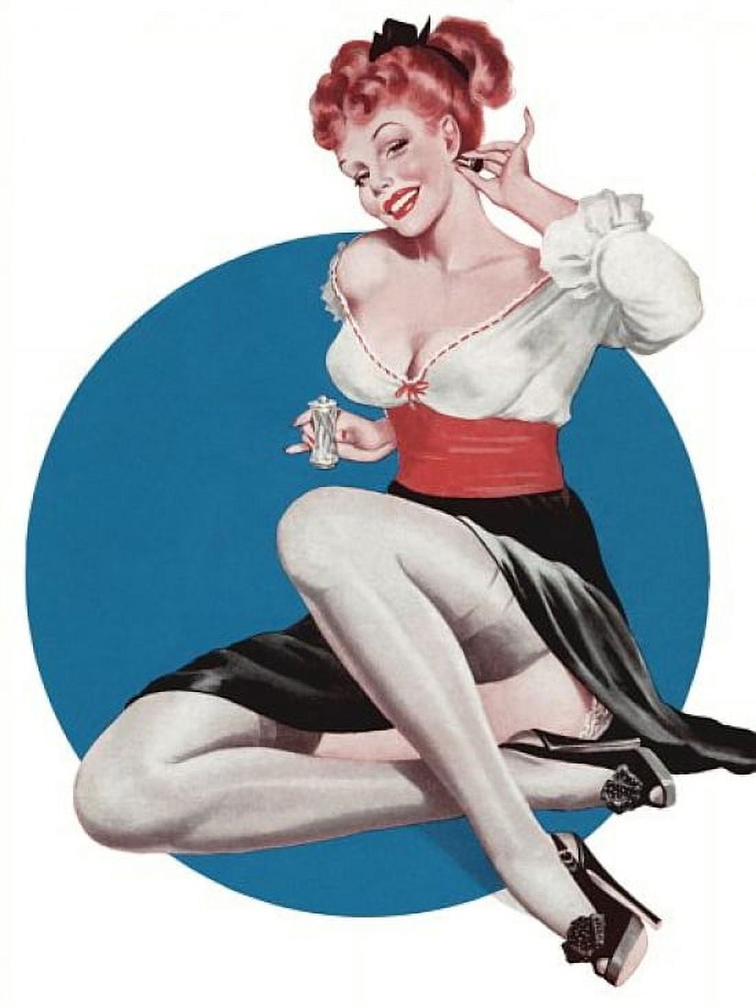 Pin Up Girl Redhead With Perfume Canvas Art - (36 x 54)